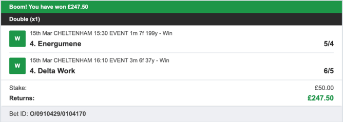 Billy's Bets - Winner - 15/03/2023