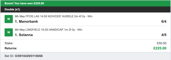 Billy's Bets - Winner - 09/05/2023