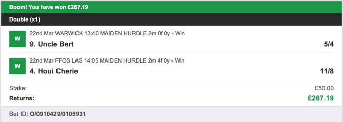 Billy's Bets - Winner - 22/03/2023