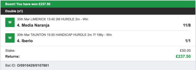 Billy's Bets - Winner - 30/03/2023