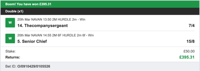 Billy's Bets - Winner - 20/03/2023