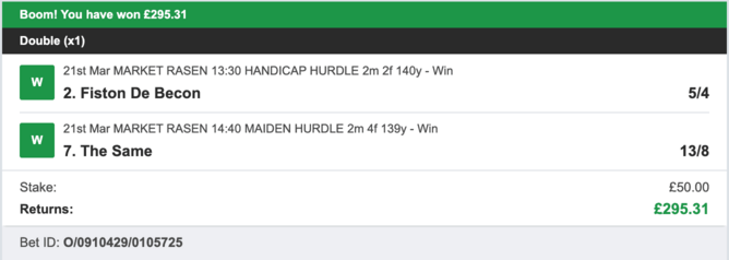 Billy's Bets - Winner - 21/03/2023