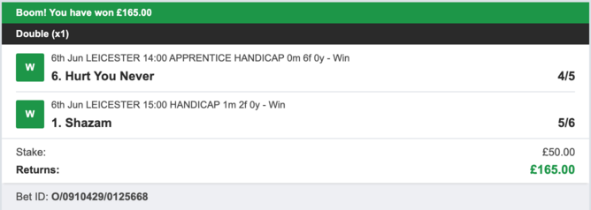Billy's Bets - Winner - 06/06/2023
