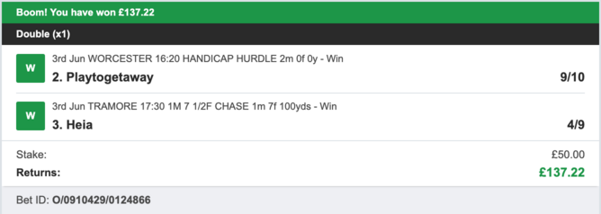 Billy's Bets - Winner - 03/06/2023